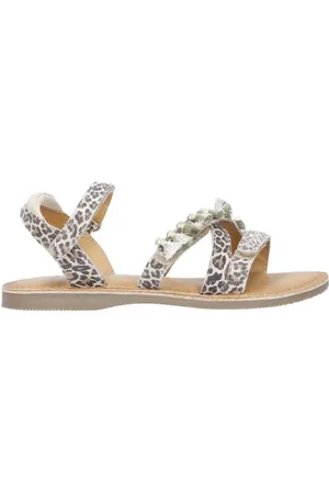 Braqeez Sophie Sun leren sandalen panterprint