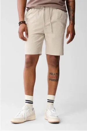 SHOEBY Regular fit linnenmix short zand