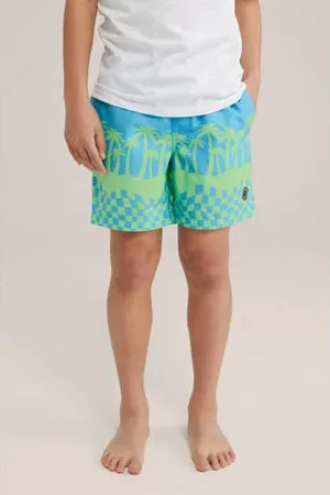 WE Fashion Zwemshort blauw/lichtgroen
