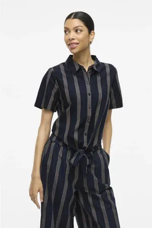 VILA Linnen blouse marine