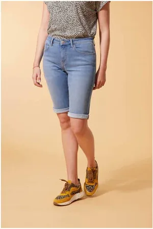 Miss Etam Slim fit bermuda jeans Jackie bleached denim