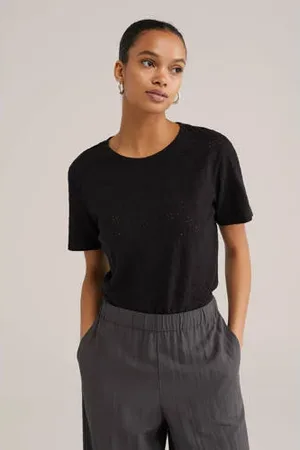 WE Fashion Top zwart broderie