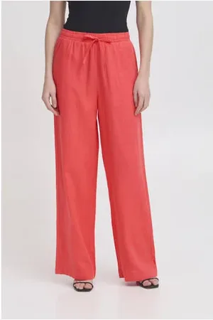 Ichi Linnen wide leg casual broek