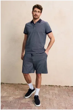 Anytime Jacquard short marineblauw