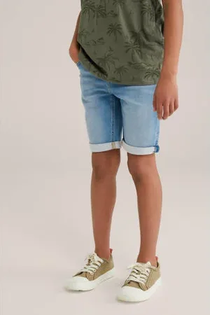 WE Fashion Blue Ridge slim denim short medium blue denim