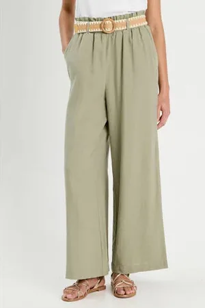 Cache Cache Linnen wide leg high waist casual broek