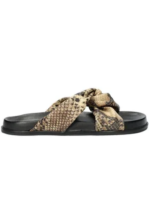 Nelson Leren slippers met slangenprint