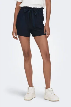 JDY Straight fit short SAY met linnen blauw