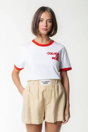 Colourful rebel Straight high waist casual short geel