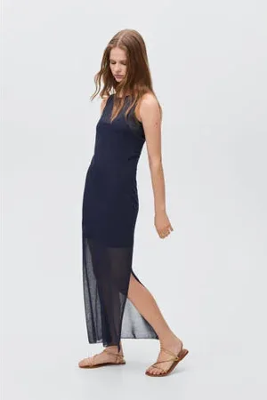 MANGO Maxi jurk donkerblauw
