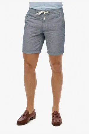 Superdry Linnen regular casual short blauw