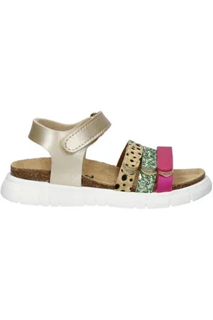 Nelson Leren sandalen goud/groen/roze
