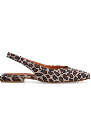 Manfield Suède slingback loafers met panterprint