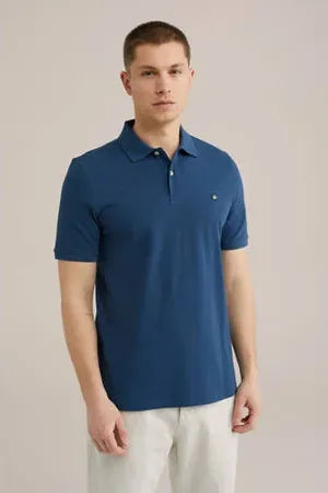 WE Fashion Slim polo blauw