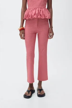 MANGO Straight high waist casual broek rood