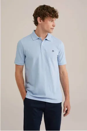 WE Fashion Slim polo lichtblauw