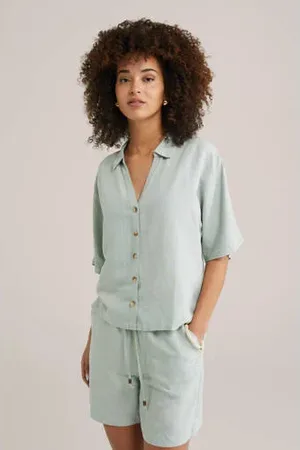 WE Fashion Linnen blouse mintgroen