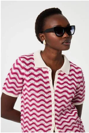 Fabienne Chapot Vest roze grof gebreid