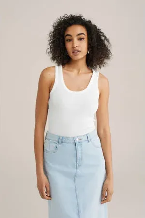 WE Fashion Mouwloze top wit