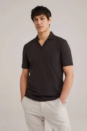 WE Fashion Slim polo donkerbruin