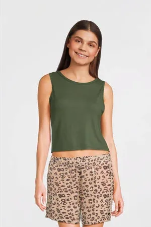 Like Flo Young mouwloze top groen