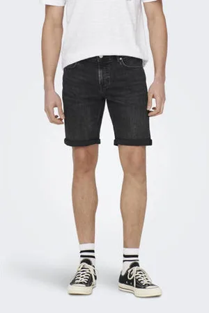 Only & Sons Slim denim short zwart