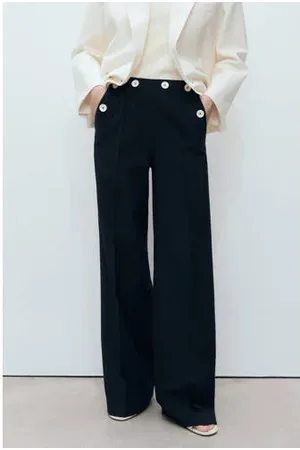 MANGO Wide leg regular waist pantalon