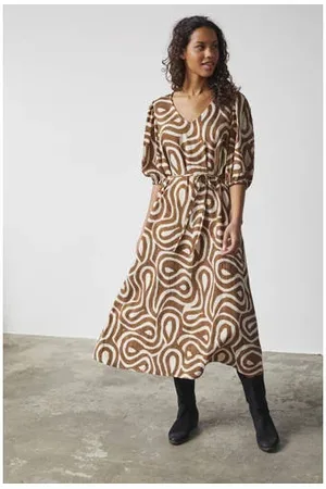 SisterS point Midi jurk bruin