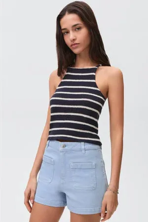 MANGO Denim denim short light blue denim