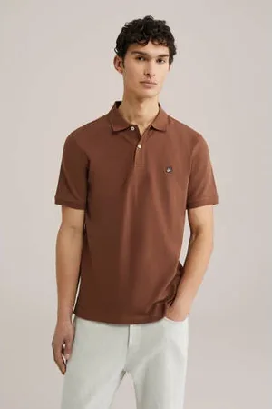 WE Fashion Slim polo bruin