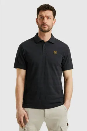PME Legend™ Regular polo met ingebreid patroon donkerblauw