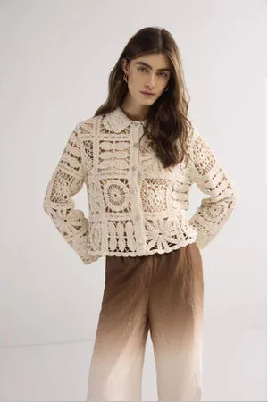 Summum Woman Vest crochet ivoor