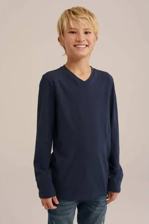 WE Fashion Basic longsleeve donkerblauw