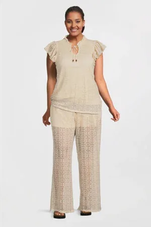 VERO MODA Top ecru crochet