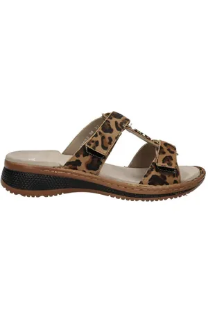 ARA Hawaii suède slippers met panterprint