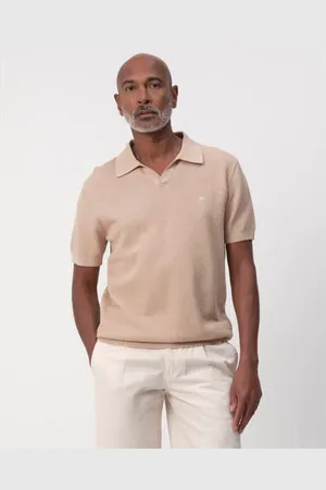 Campbell Regular polo met ingebreid patroon beige