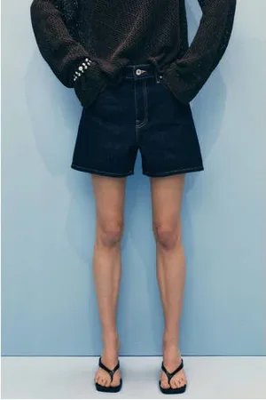 MANGO Denim wide leg regular waist short