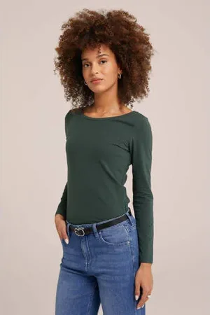 WE Fashion Longsleeve donkergroen
