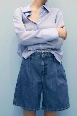 MANGO Denim wide leg low waist short