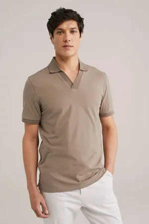 WE Fashion Slim polo bruin