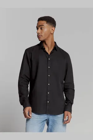 No Excess Linnen casual overhemd zwart
