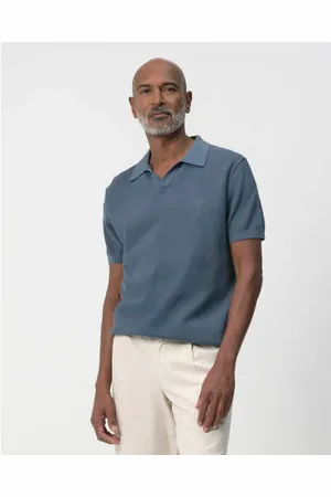 Campbell Regular polo met ingebreid patroon blauw