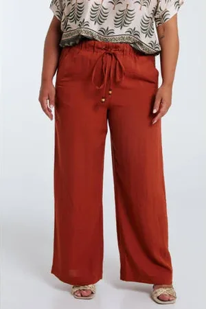 Paprika Straight regular waist broek roodbruin