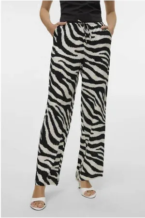 VERO MODA Wide leg regular waist casual broek zwart