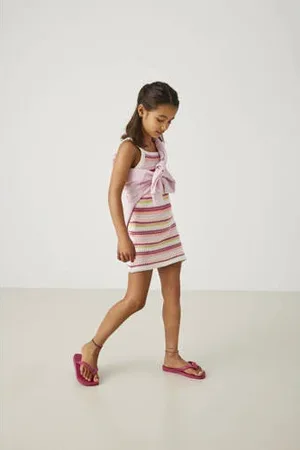 ONLY KIDS GIRL jurk gebreid roze