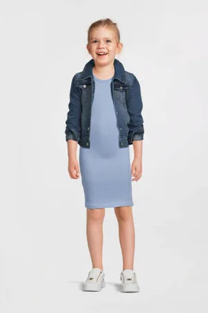 NAME IT KIDS zomerjurk gebreid lichtblauw