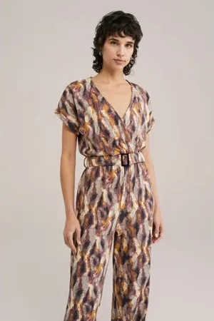 WE Fashion Straight jumpsuit paars