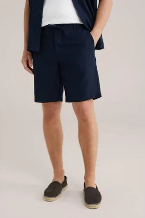 WE Fashion Linnen relaxed chino short donkerblauw