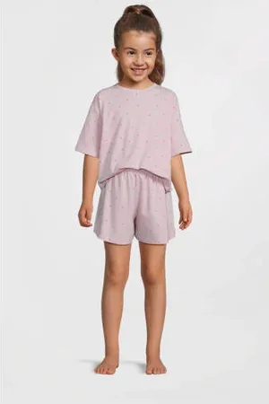 NAME IT KIDS shortama NKFNIGHTSET WINSOME HEARTS roze