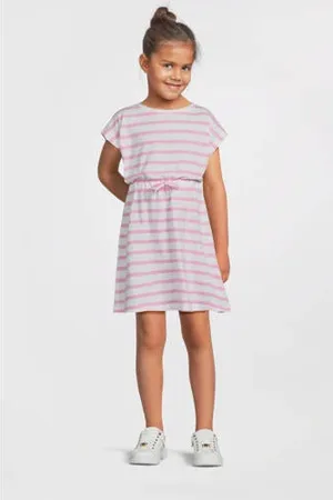 NAME IT KIDS zomerjurk roze/wit